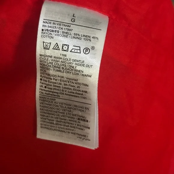 NWT Gap Red Linen Blend Sleeveless Square Neck Top - Picture 6 of 8